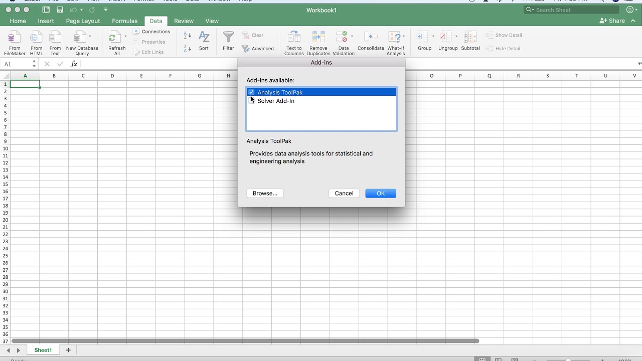 Download Data Analysis Toolpak Excel Mac 2011